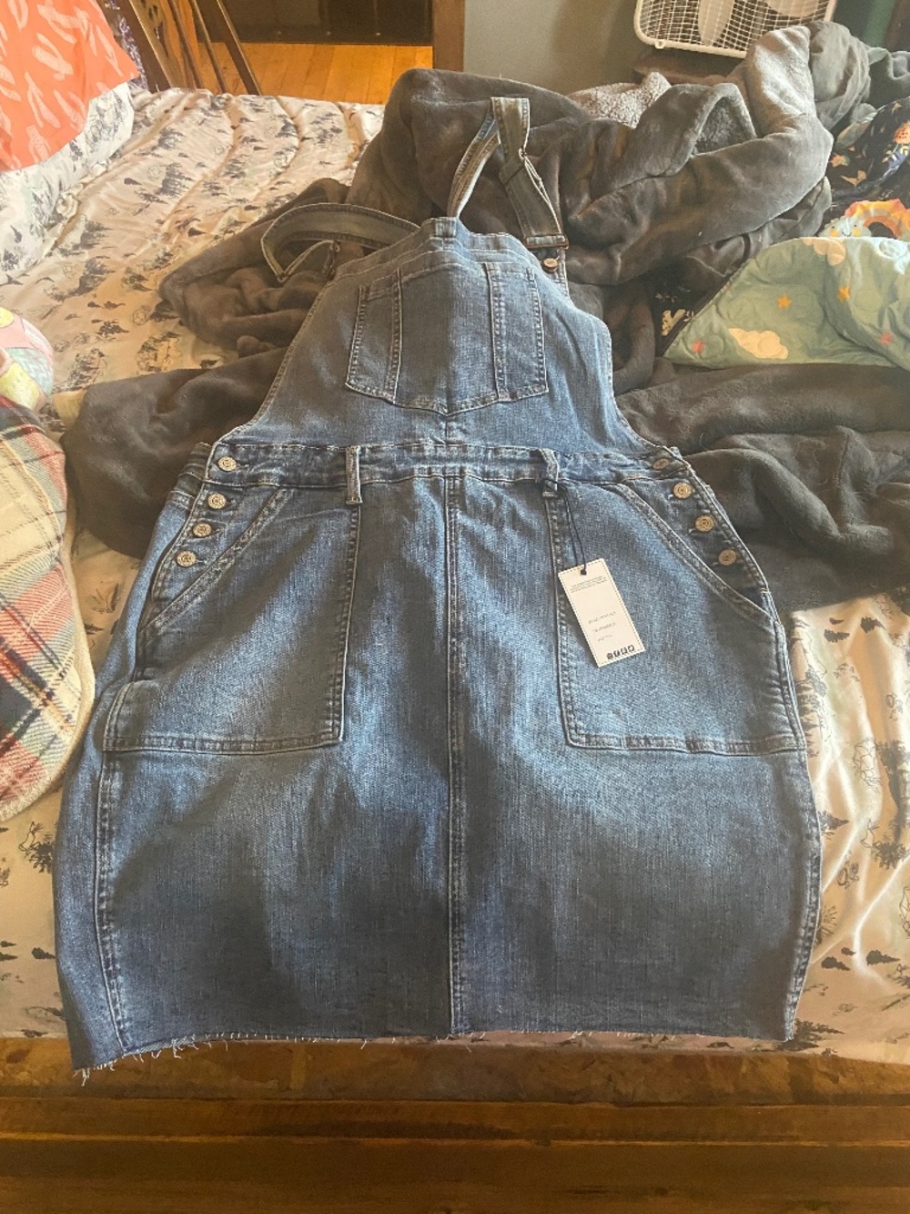 Jean skirt overalls